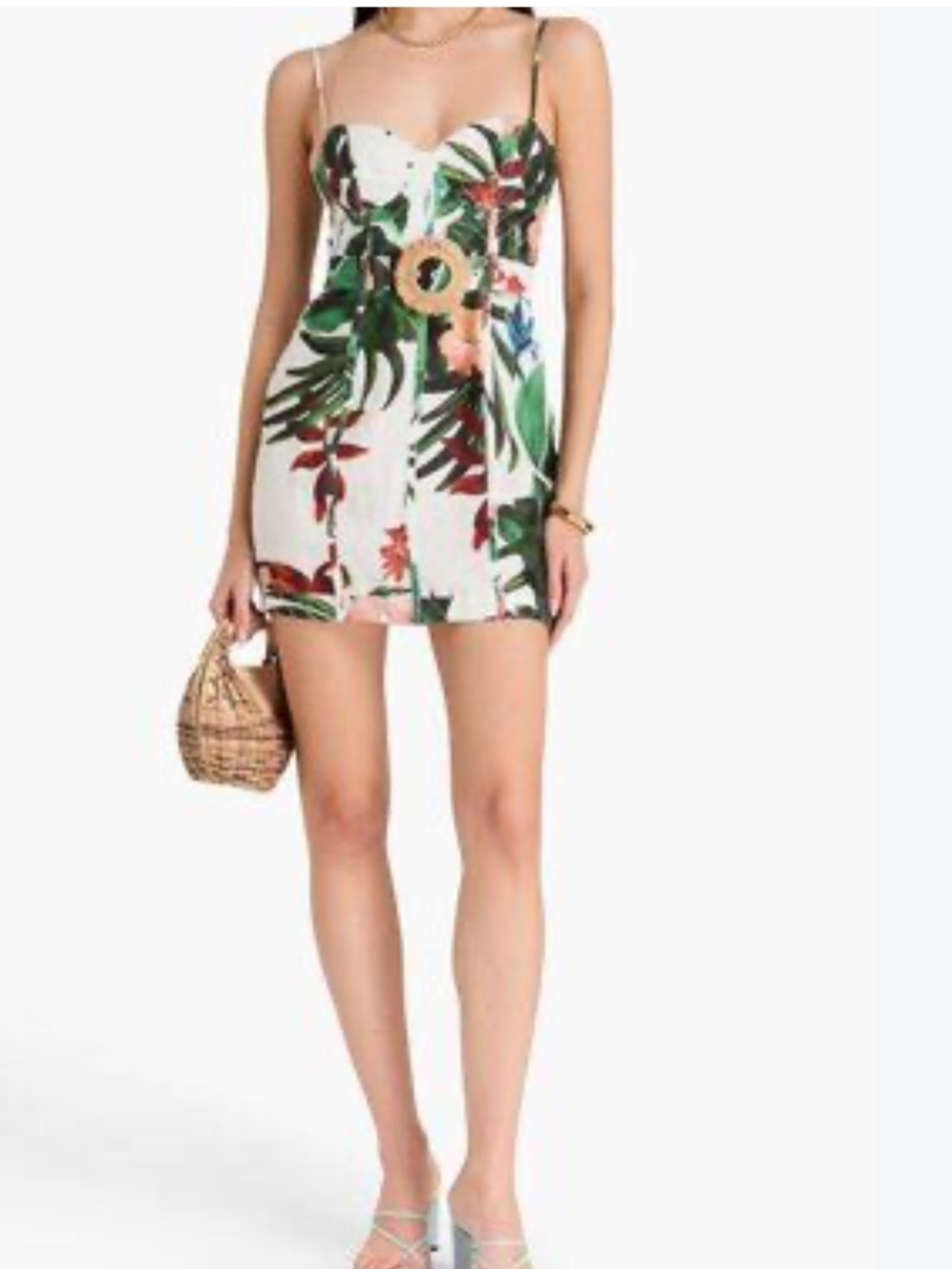 FARM Rio Midnight McCaw Fiesta Floral Linen Blend Mini Dress Sz Small